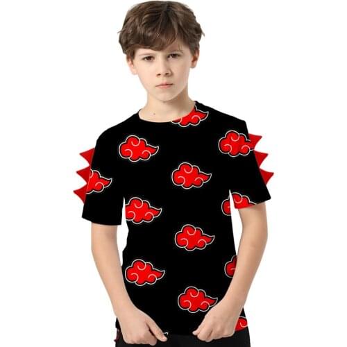 Anime hot selling Dinosaur T-shirt for kids with short sleeves Hawaiian manga surrounding Ninja organization trend T-shirt shir