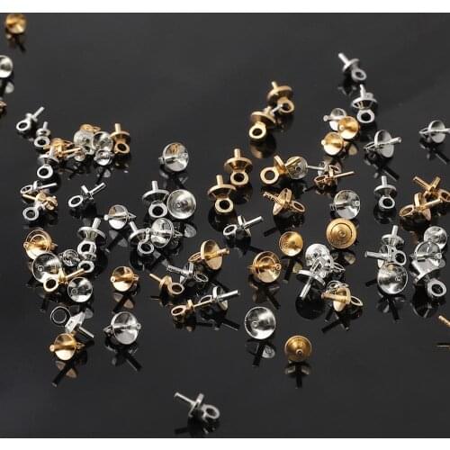 50pcs Gold Rhodium Eye Pin Pendant Charm Connector Bail Beads End Cap For Jewelry Making Earring Bracelet Hanging Accessories