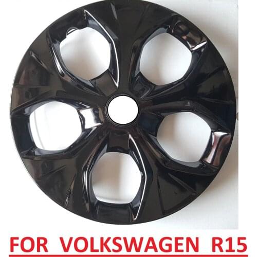 Car Wheel Rim Cover For VW R15 Piano Bright Black Hub Flexible Caps For Polo Golf Jetta 15 inch 4pcs/set With Emblem Aftermarket