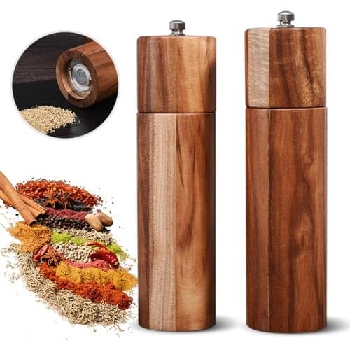 Wooden Salt and Pepper Grinders Acacia Wood Manual Salt Pepper Spices Mill For Seasoning Kitchen Cooking Tools