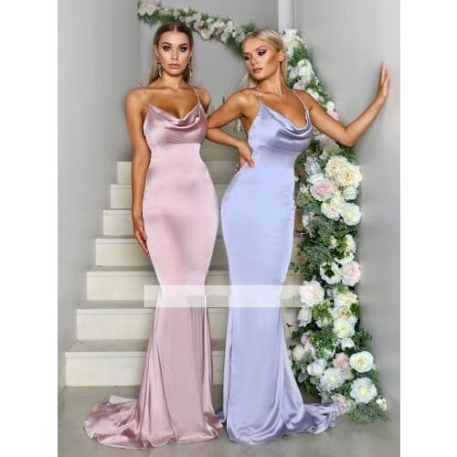 Cheap Bridesmaid Dresses Under 50 Mermaid Spaghetti Straps Long Wedding Party Dresses For Women
