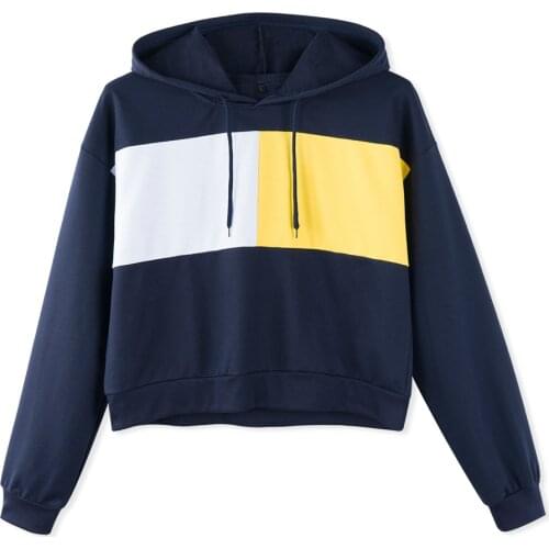 Neatie kiddie Women Fashion Hoodies Sweatshirt Color Block Patchwork Print Loose Casual Female Pullovers Sweatshirt
