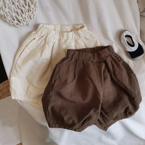 Childrens summer casual retro loose imitation cotton and linen bloomers five-point pants
