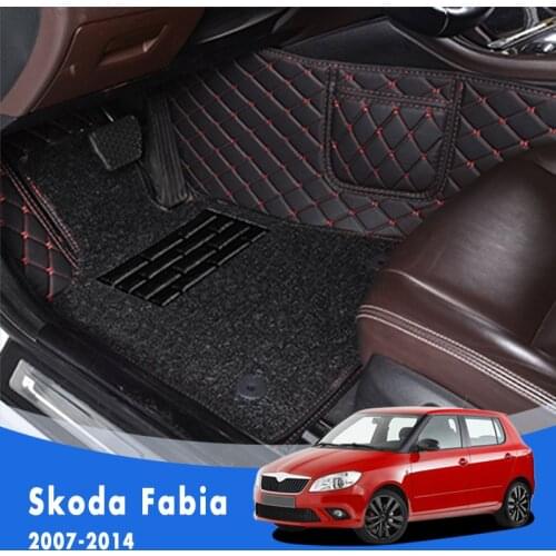 For Skoda Fabia 2014 2013 2012 2011 2010 2009 2008 2007 Luxury Double Layer Wire Loop Car Floor Mats Carpets Auto Waterproof