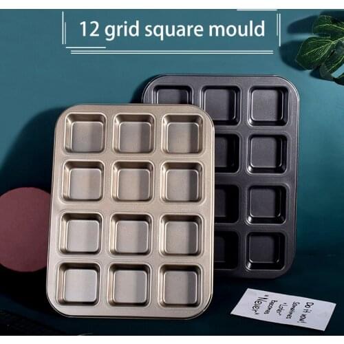 12 Cups Cake Mold Square Mini Bread Burger Muffin Cupcake Mold For Household Non-Stick Baking Pan Oven Trays Pastry Tool