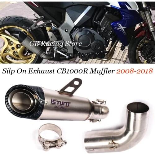 Motorcycle Exhaust Middle Link Pipe Modified Muffler Silp On For Honda Cb1000R Carbon Fiber Muffler 2008 2009 2010-2018
