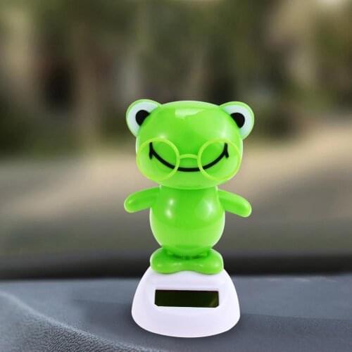 Hot Sale 80% Cute Swinging Cartoon Frog Solar Power Car Interior Dashboard Ornament Gift