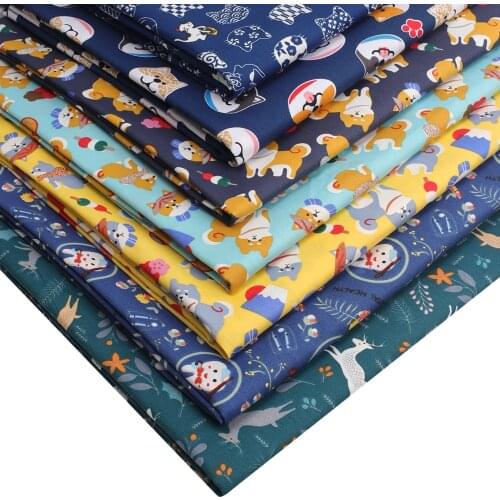 Cotton Fabric By The Meter Cartoon Cats and Dogs Pattern Designer Fabrics Sewing Suppplies Diy Dress Making Material 45*150cm/pc