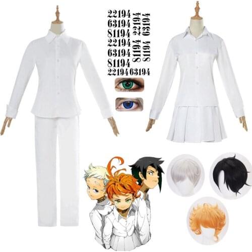 The Promised Neverland Cosplay Costume Student Uniform Emma Norman Ray Cosplay Wig Washable Tattoo Stickers NO.22194/63194/81194
