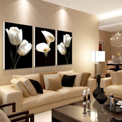Modern Style Minimalism White Flowers Canvas Painting Wall Art Nordic Posters and Prints Wall Pictures for Living Room Decor