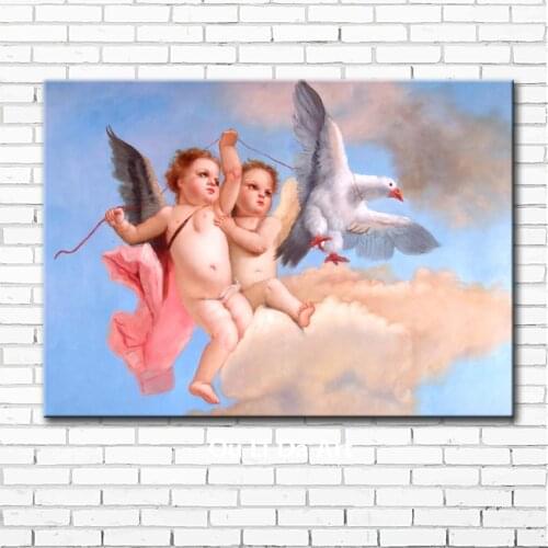 Classical baby angels birds landscape canvas printings oil painting printed on canvas home wall art decoration picture