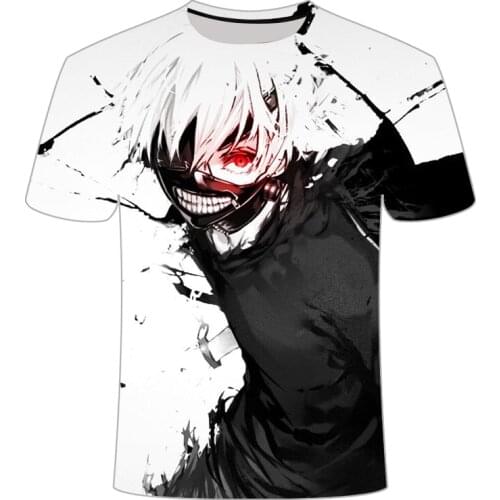 Classic Anime Japan Tokyo Ghoul One Red Eye & Blood Harajuku 3D print T-shirt Cool Tees Men Women T shirt tshirt Large size 6XL