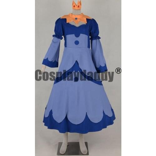 Adventure Time with Finn & Jake Ice Queen Ice Wizard Dress Anime Cosplay Costume F006