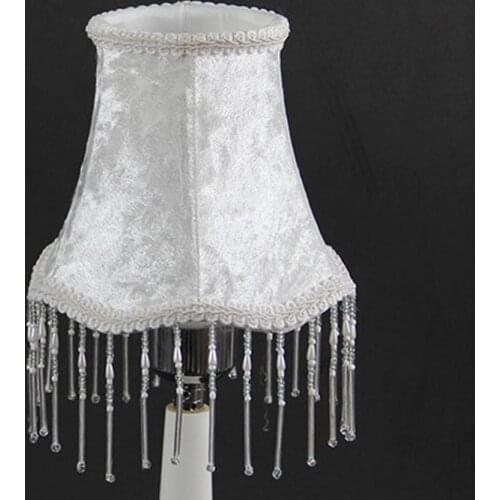 2PCS DIA 15.5cm Luxury Flannel Chandelier lampshade With Beads, Retro Wall Light Lamp Shades, Clip On