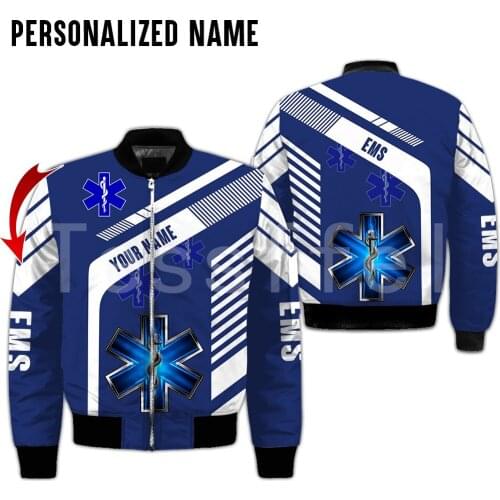 Tessffel Emergency Medical Service EMS 3D Print New Fashion Bomber Jacket Winter Thick Men Zipper Oversize Casual Flight Coat 39