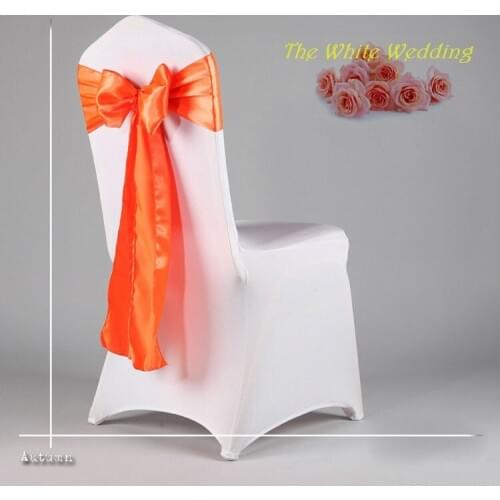 100pcs Orange Cheap Wedding Satin Chair Sash For Wedding Decoration Free Shpping to Europe