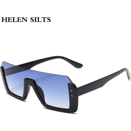 Oversized Semi-Rimless Sunglasses Women Fashion Colorful One Piece Sunglasses Men Vintage Square Gradient Punk Eyeglasses UV400