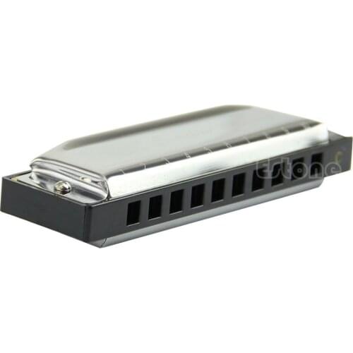2018 New Elegent Harmonica 10 Holes Key of C for Blues Rock Jazz Folk + Case Silver Baby Kids Child Gifts