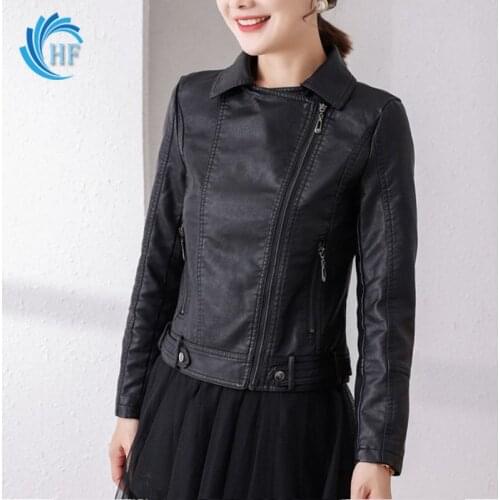 Autumn 2021 New Jacket Short Leather Women Korean PU Motorcycle Clothing Slim Jacket Racer Coat Waterproof Jacket Zipper Jacket