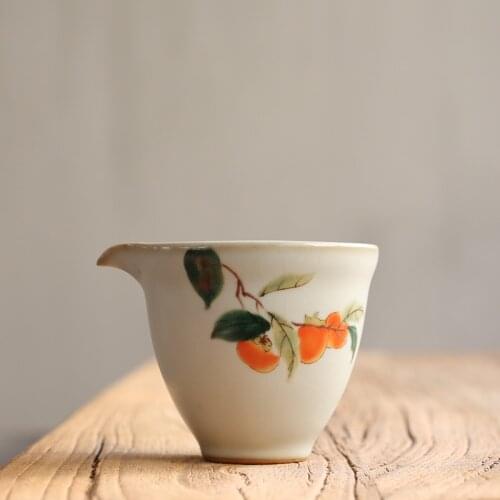 PINNY 190ML Your Kiln Retro Porcelain Fair Cups Ceramic Glaze Cha Hai Chinese Kung Fu Tea Cup Handpainted Persimmon Tea Infusers