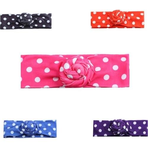 Hot Children Fashion Dots Printing Circle Baby Hair Band Baby Supplies Flower Shape Headband Kids Babys Girls Hair Accessories