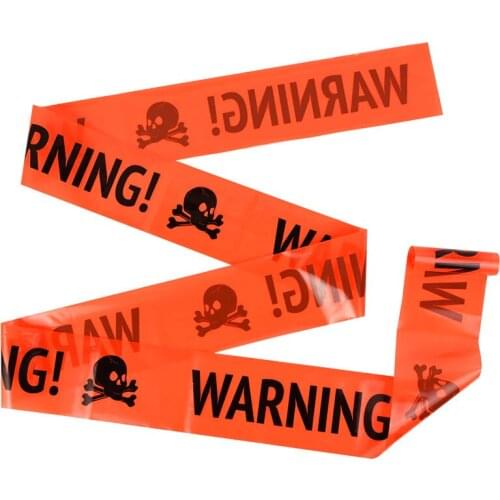 2Pcs 5m Halloween Warning Line Skull WARNING Sign DIY Halloween Party Bar Home Decorations Door Seal Haunted House Layout Props