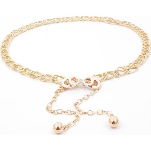 Metal buckle belt for dresses women ladies elastic waist chain belts female gold thin belts fashion 2018 waistband RT108