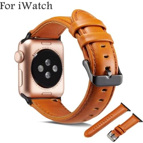 Genuine Leather Watch Band For Apple Watch 6 5 4 3 2 1 SE Leather Wristband Vintage Replacement For iWatch 44mm 40mm 42mm 38mm