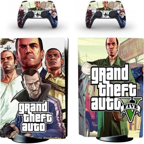 GTA Style PS5 Skin Sticker for Playstation 5 Console & 2 Controllers Decal Vinyl Protective Skins Style 1
