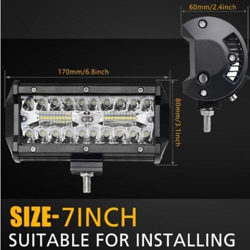 3 Rows 7 inch 400W LED Work Light Bar Flood Spot Combo Driving For Offroad Bumper 6000K Lamp Fog I2P4