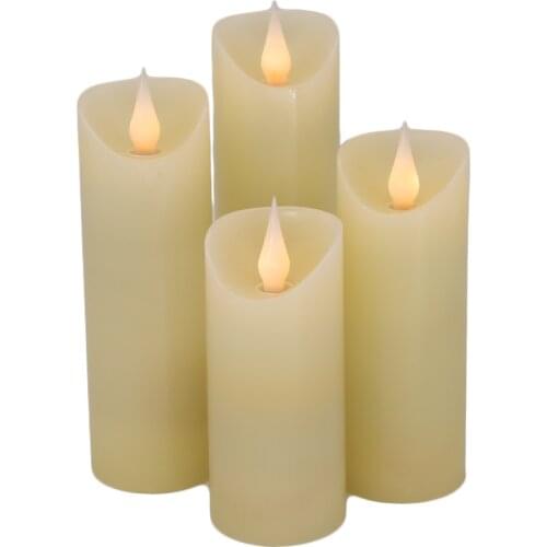 Jumping Flame LED Candles Lights Dancing Flame with Real Wax Pillar, Flameless Battery Operated LED Lights Moving Flame