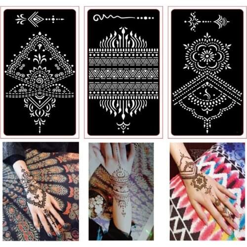 Tattoo Stencil Temporary Tattoos Diy Hand Arm Body Art Paint Sticker Tattoo Template Indian Henna Wedding Painting Kit Tools