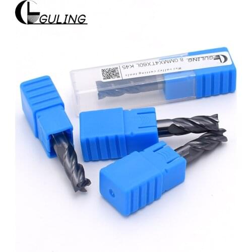 GULING 45° solid TIALN carbide end mill 4 flutes square end mills HRC45 1MM 1.5MM 2MM 2.5MM 3MM 4MM 5MM 6MM 8MM 10MM 12MM