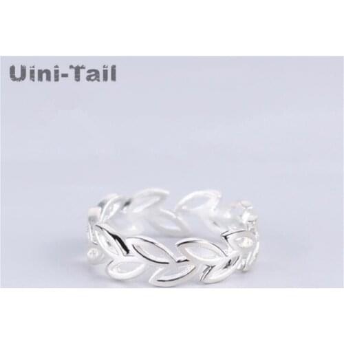 Uini-Tail Hot new 925 sterling silver fashion simple openwork leaf opening ring Fashion trend high quality factory direct sales