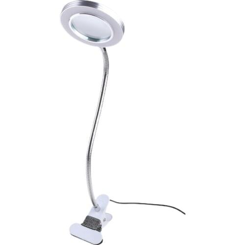 E7CD Magnifying Glass with Light 8X LED Lighted Magnifier Illuminated Lamp 360°Flexible Desk Magnifier Lens Reading