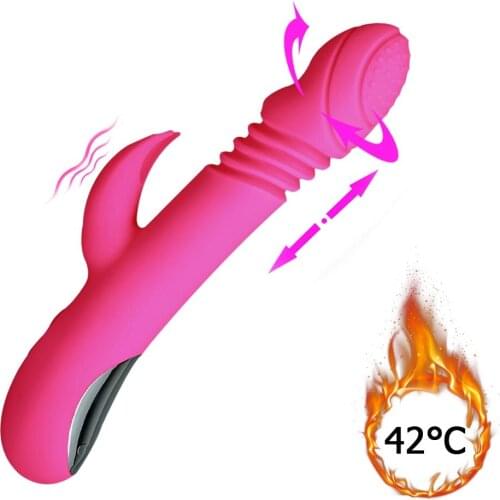 USB Rechargeable Heating Thrusting Rabbit Vibrator for Women Rotating Dildo Vibrator G Spot Clitoris Stimulator Sex Product U29