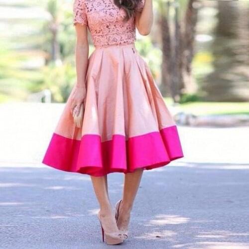 Free Shipping Women Skirts 2 Colors Pleat A Line Midi Skirt Casual Dream Wear jupe femme Satin Skirt