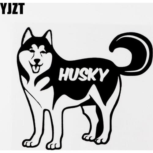 YJZT 13.7CM×12.1CM Funny Car-styling Animal Husky Vinyl Decal Car Sticker Black/Silver 8C-0621