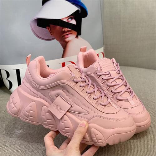 2021 Womens Shoes Casual Sport Sneakers Womens Vulcanize Shoes Thick Sole Running Breathable Female Chunky Sneakers Size