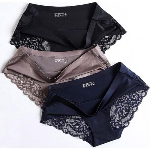 Women Sexy Lace Panties Seamless Underwear Nylon Silk Briefs Intimates Bikini Cotton Lingerie Amazing Briefs