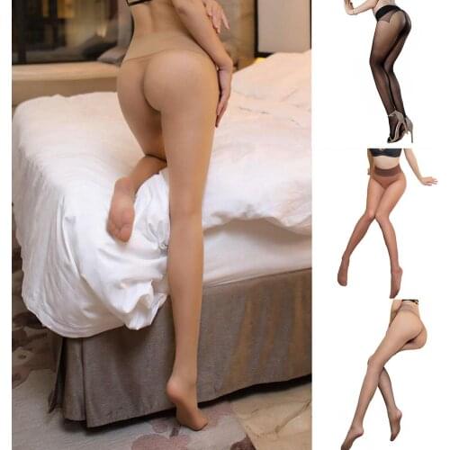 Women Sexy See-through Pantyhose Seamless Footed Tights Thin Stretchy Tights Solid Color Lady sexy lingerie-Collant Medias Girl