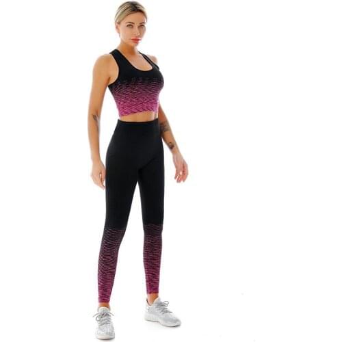 Women latest fitness yoga sportswear suit two-piece vest long trousers good quality lady running fitting dancing clothes wearing