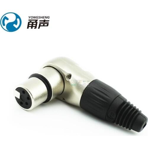 1Pcs Yongsheng YS1864/1874 Four-core Angled Female Plug Fever Audio Earphone XLR Welding Connection Accessories HIFI