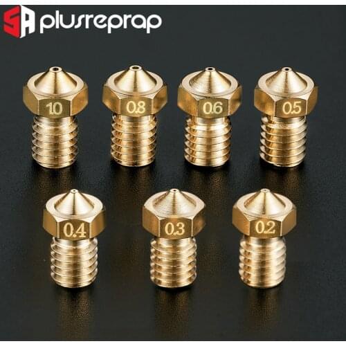10PCS MK8 V6 E3D Ender 3 V6 Brass 0.2mm~1.0mm Threaded Nozzle for 3D Printers Hotend M6 ED3 Titan Extruder for 1.75mm filament