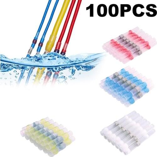 100PCS Heat Shrink Soldering Sleeve Terminals Insulated Waterproof Butt Connectors Kit Electrical Wire Soldered Terminals