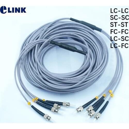 100mtr 4 core Armored fiber patchcords SC LC FC ST UPC APC Multimode 4 fibers Armored optical fibre jumper cable ELINK ftth 100M