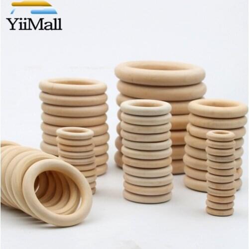 12-100mm Natural Wood Teething Beads Connectors Unfinished Wooden Circles Ring Beads For DIY Jewelry Making Handmade Crafts