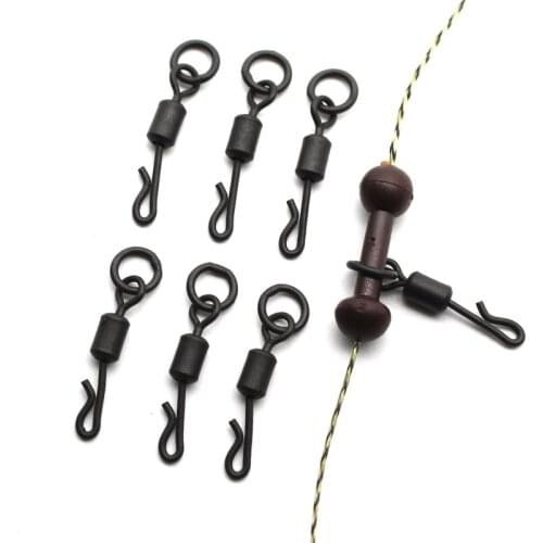 20PCS Carp Fishing Accessories Quick Change Swivels With Round Ring For Carp Fishing Rigs Snap Ronnie Hair Rig Connector Tackle