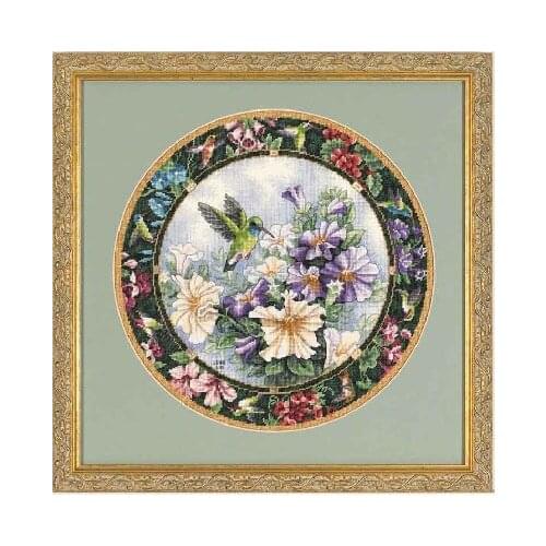 2020 New Fishxx Cross Stitch Set Flower Hummingbird Garland Pattern B070 Hand Embroidery