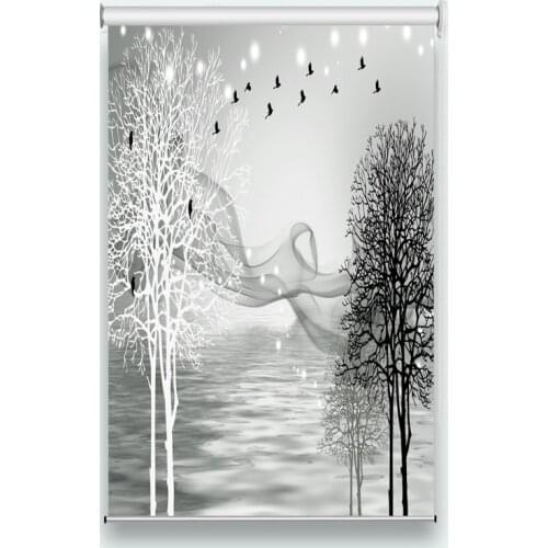 Abstract tree blackout roller shutter For living room bedroom kitchen roller blinds decoration 3D